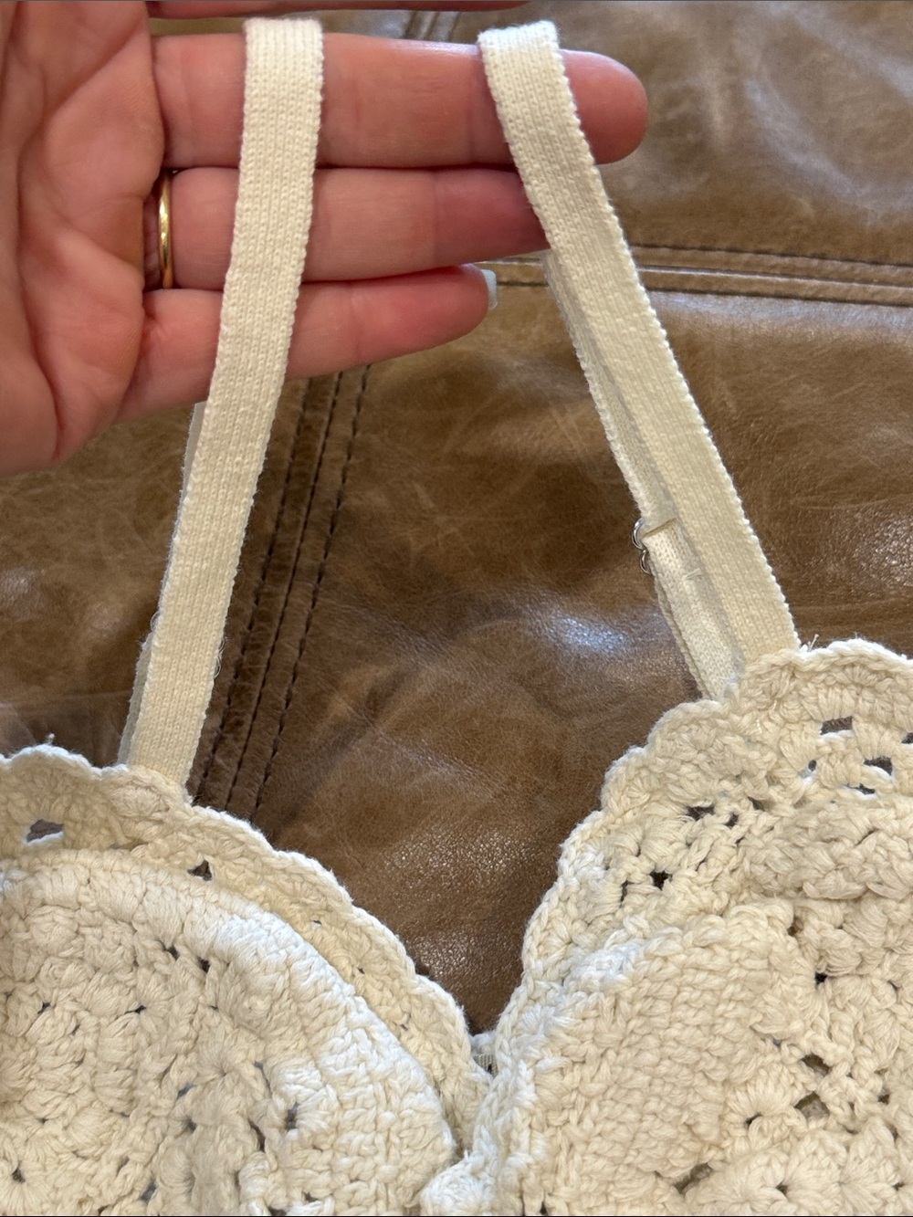 Free People 100% Cotton Cream Crochet Knit Bralette - Medium - Picture 4 of 4